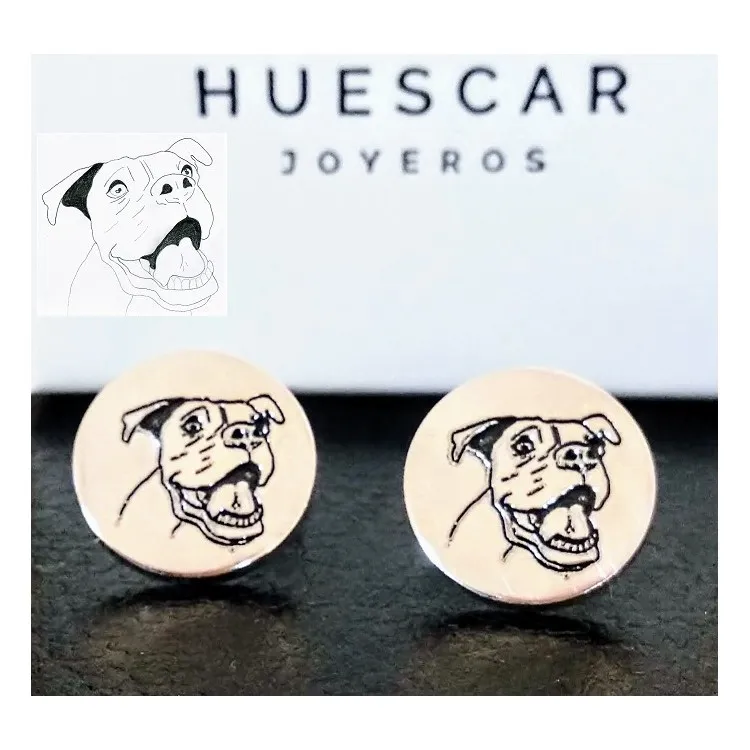 Gemelos personalizados con mascotas plata de ley