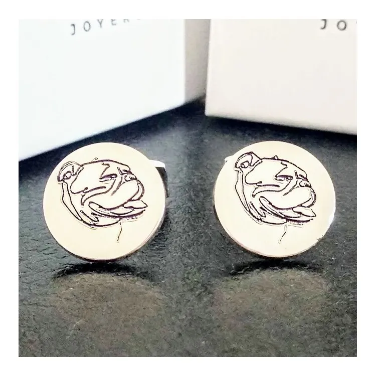 Gemelos personalizados con mascotas plata de ley