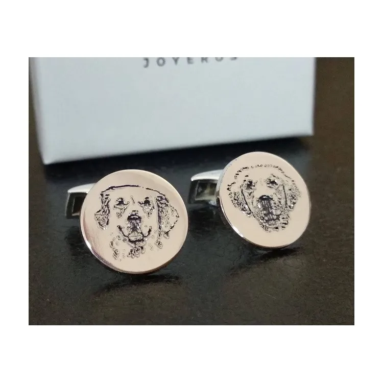 Gemelos personalizados con mascotas plata de ley