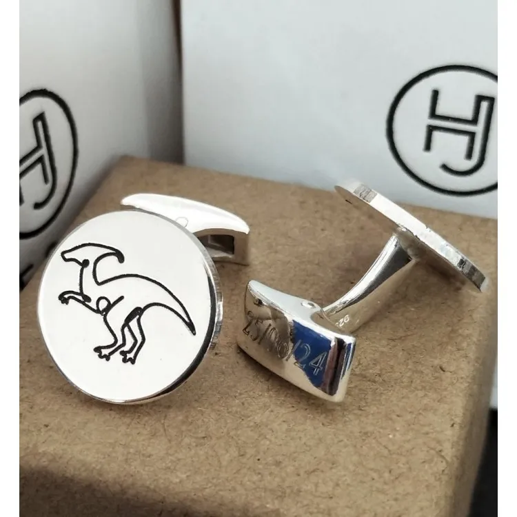 Gemelos personalizados con mascotas plata de ley