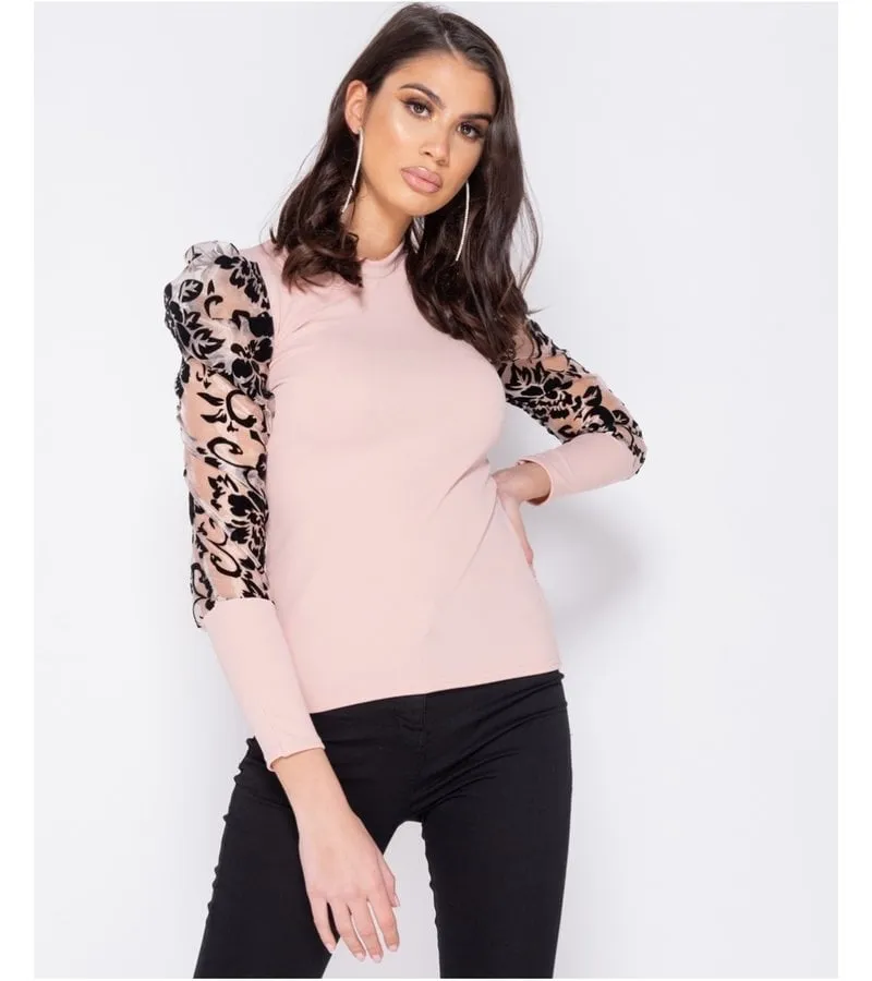 IMPRESIóN FLOCK ORGANZA ESCARPADO DE CUELLO ALTO SIN MANGAS  MUJERES  ROSA