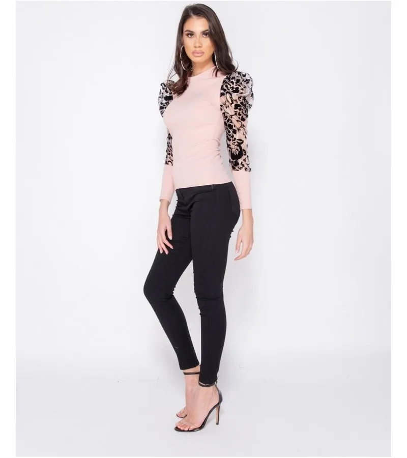 IMPRESIóN FLOCK ORGANZA ESCARPADO DE CUELLO ALTO SIN MANGAS  MUJERES  ROSA