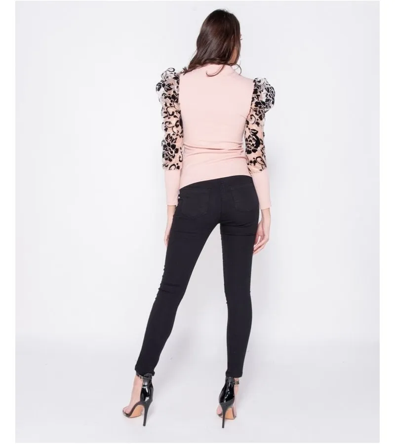 IMPRESIóN FLOCK ORGANZA ESCARPADO DE CUELLO ALTO SIN MANGAS  MUJERES  ROSA
