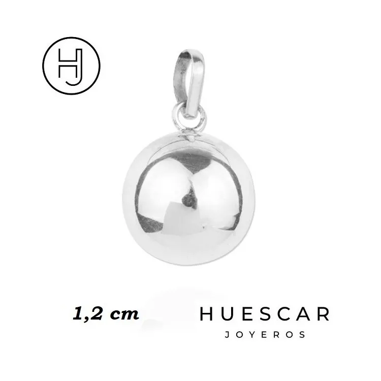 Llamador de angel en plata 12 MM con bola interior de metal. Incluye cadena