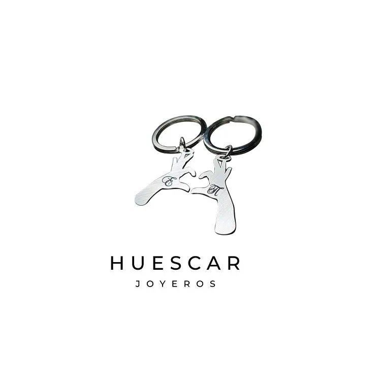 Llaveros personalizados manos corazón en plata de ley ( 2 unidades)