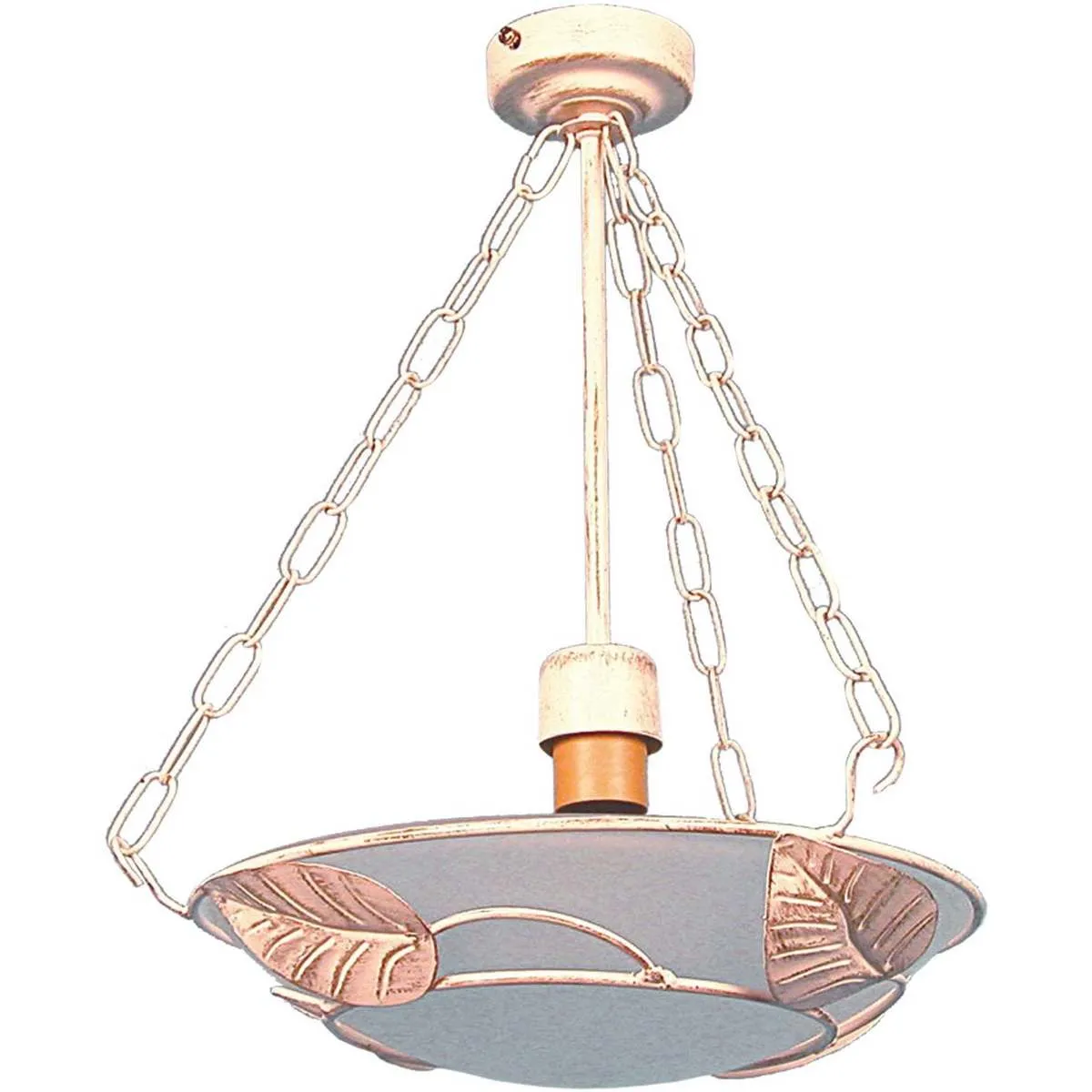 Lámpara colgante redondo metal blanco marfil y oro