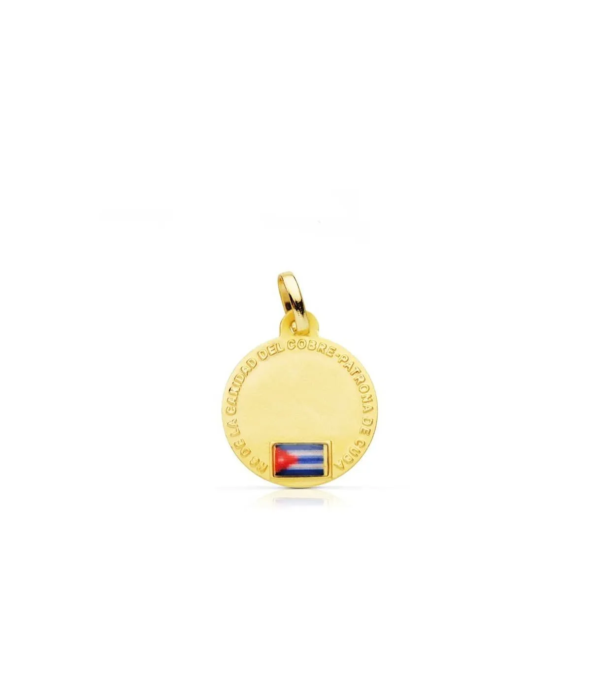 Médaille Notre Dame Charité du Cuivre Or 18K 16 mm Drapeau Cuba