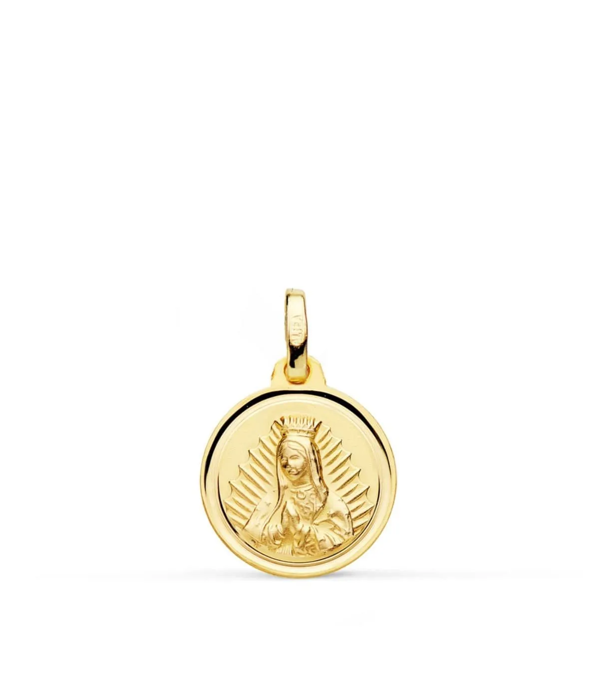 Médaille Vierge Guadalupe Mexique Or 18K Biseauté 14mm