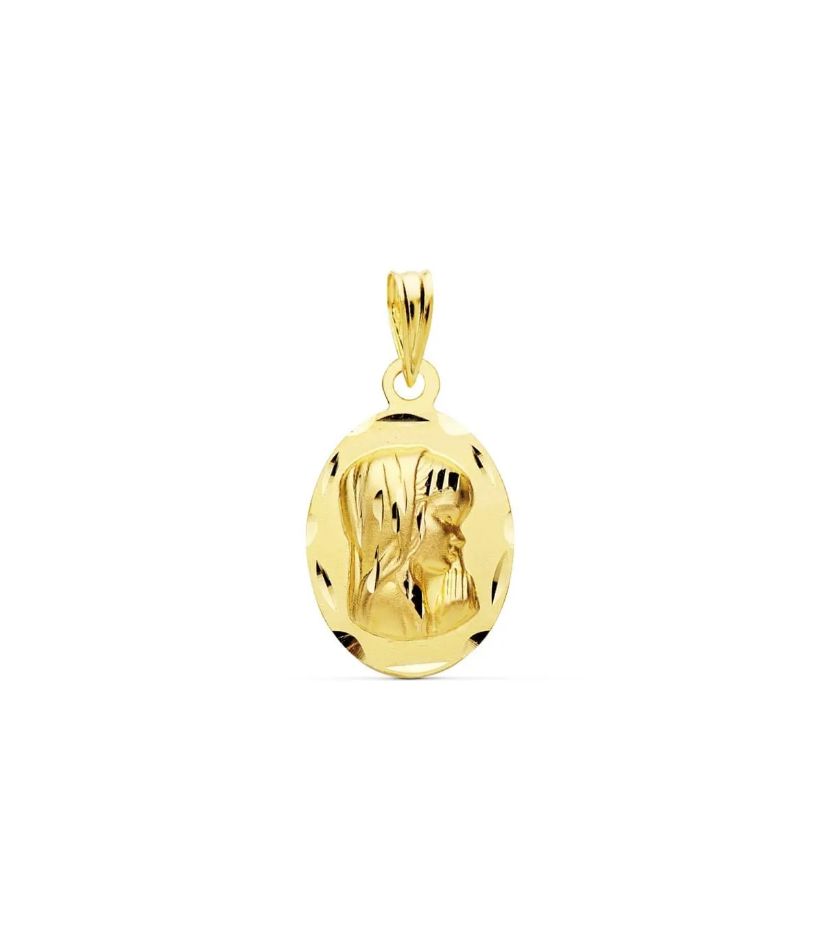 Médaille Vierge Or Jaune 18 k Ovale 16 MM