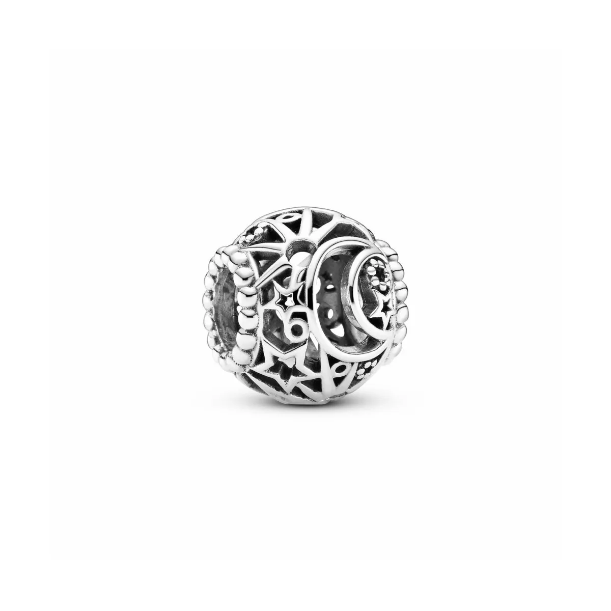 PANDORA CHARM EN PLATA DE LEY EN FILIGRANA SOL,,ESTRELLAS Y LUNA  PANDORA