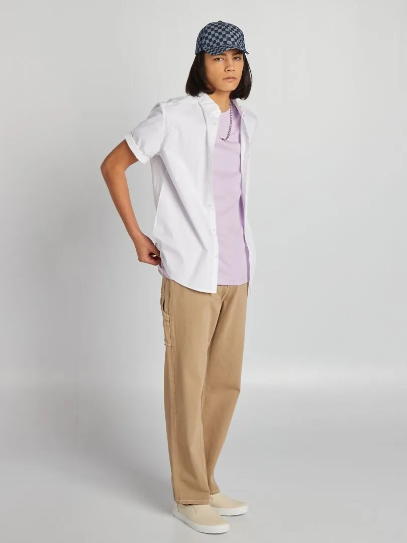 PANTALóN CARGO CON PESPUNTES A CONTRASTE  BEIGE