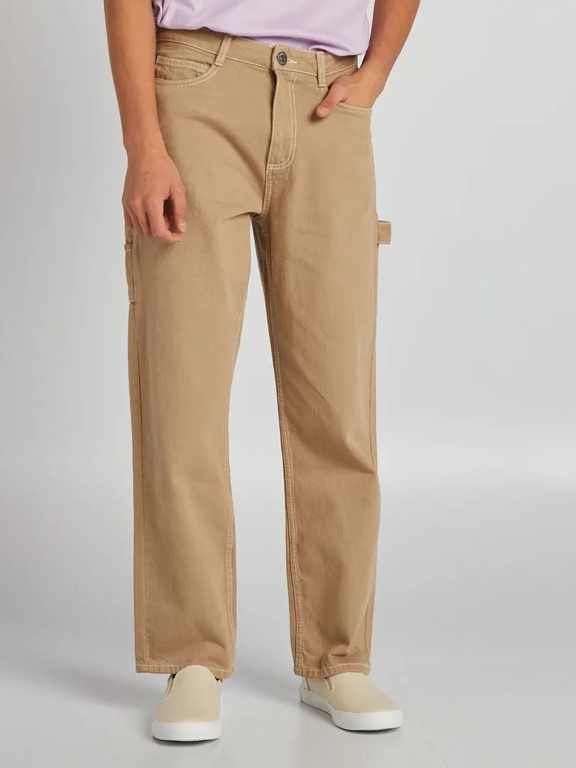 PANTALóN CARGO CON PESPUNTES A CONTRASTE  BEIGE