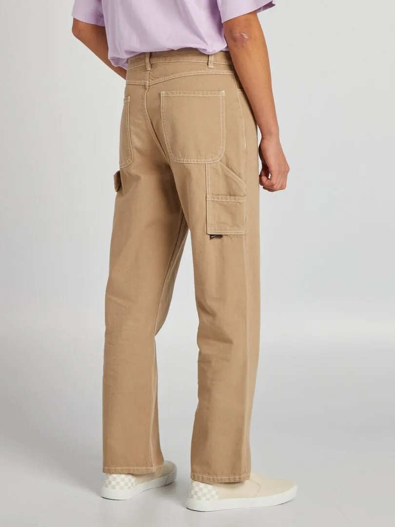 PANTALóN CARGO CON PESPUNTES A CONTRASTE  BEIGE