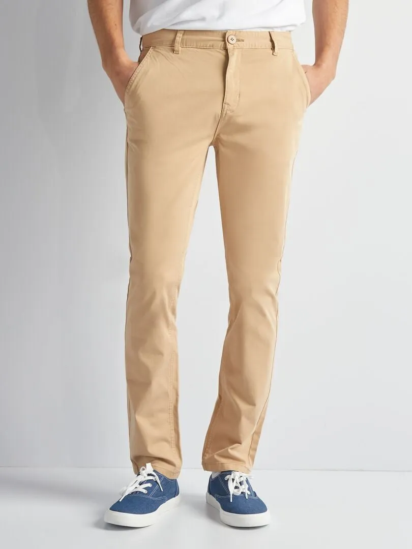 PANTALóN CHINO LISO  BEIGE