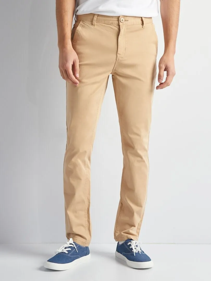 PANTALóN CHINO LISO  BEIGE