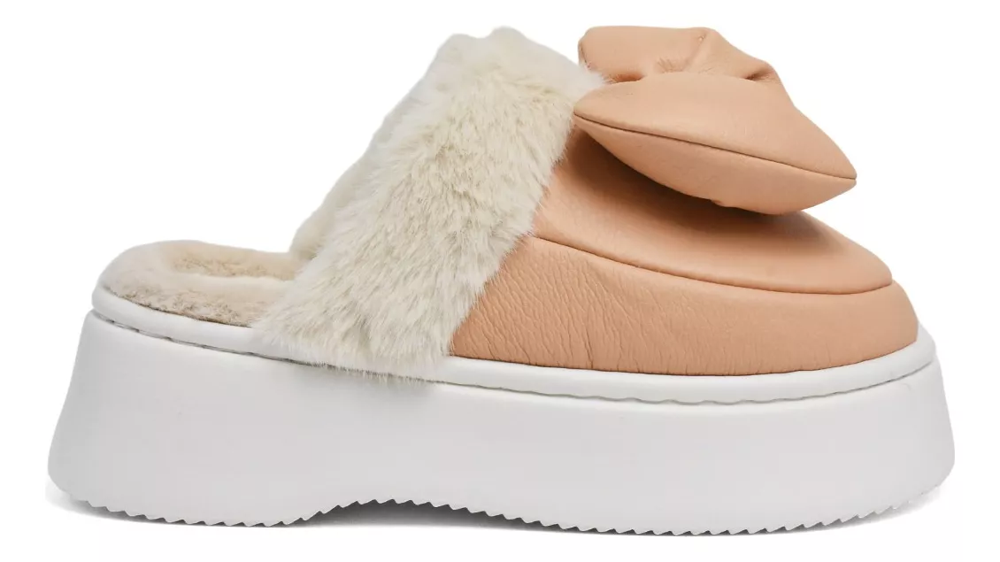 Pantufla Mujer Cerrado Plataforma Moño Importado Irun 2064