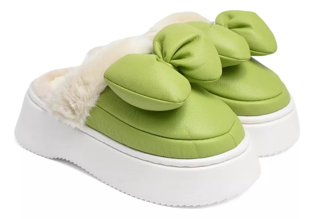 Pantufla Mujer Cerrado Plataforma Moño Importado Irun 2064