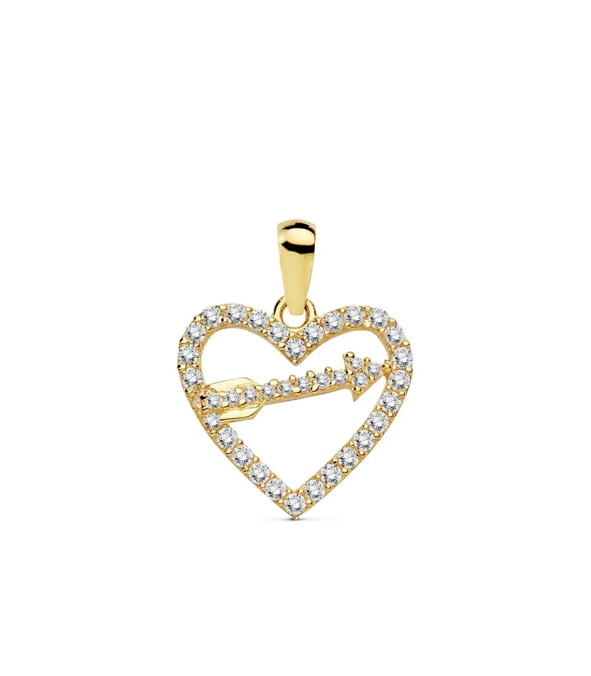 Pendentif Love Arrow Or Jaune 18K Zircons