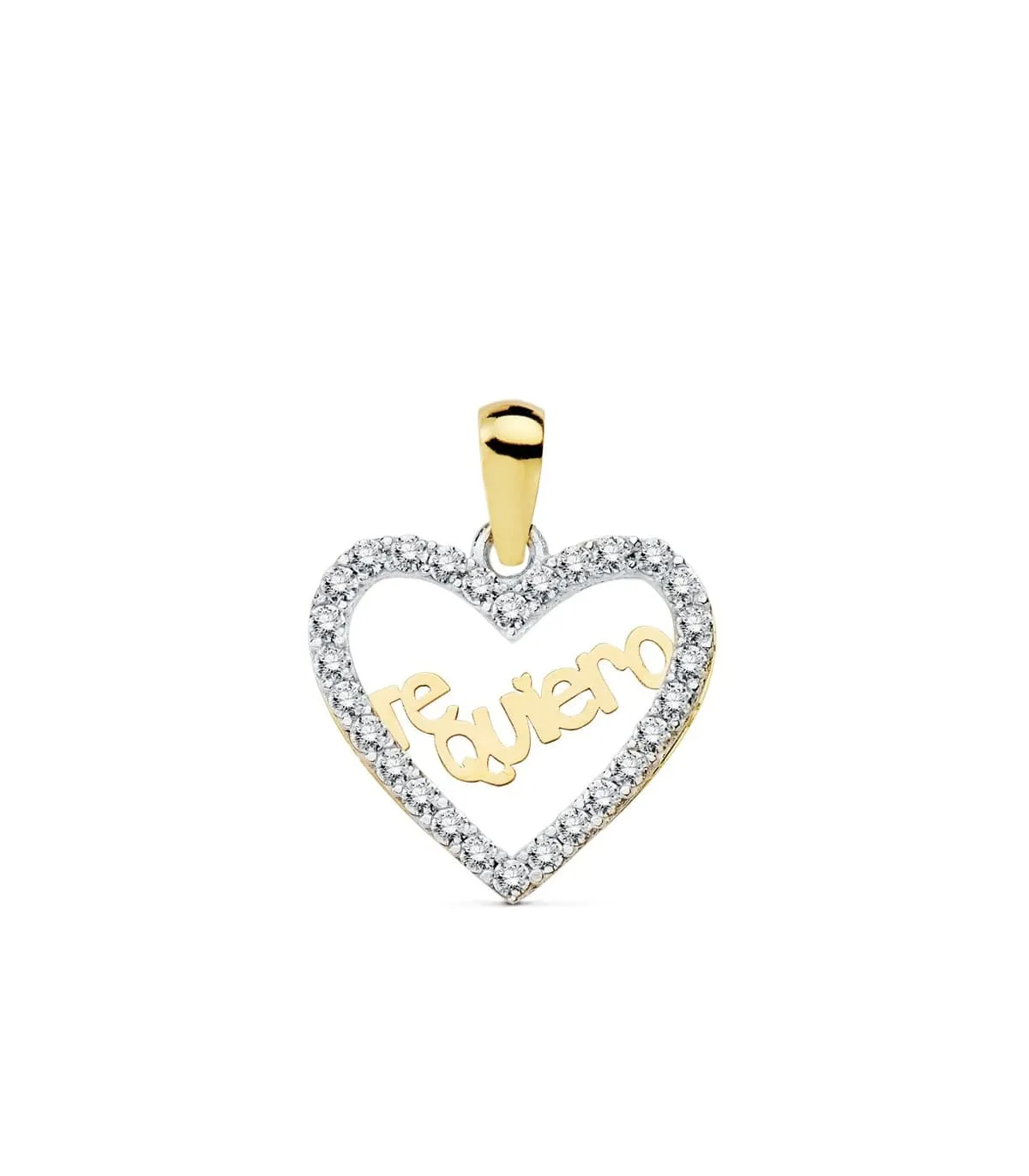 Pendentif Love "Te quiero" Or Bicolore 18K Zircons