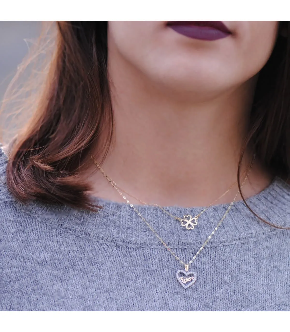 Pendentif Love "Te quiero" Or Bicolore 18K Zircons