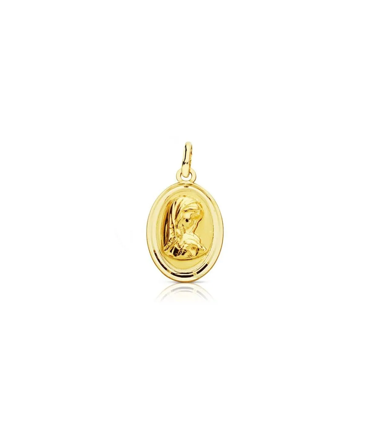Pendentif Ovale Vierge baptême 18K