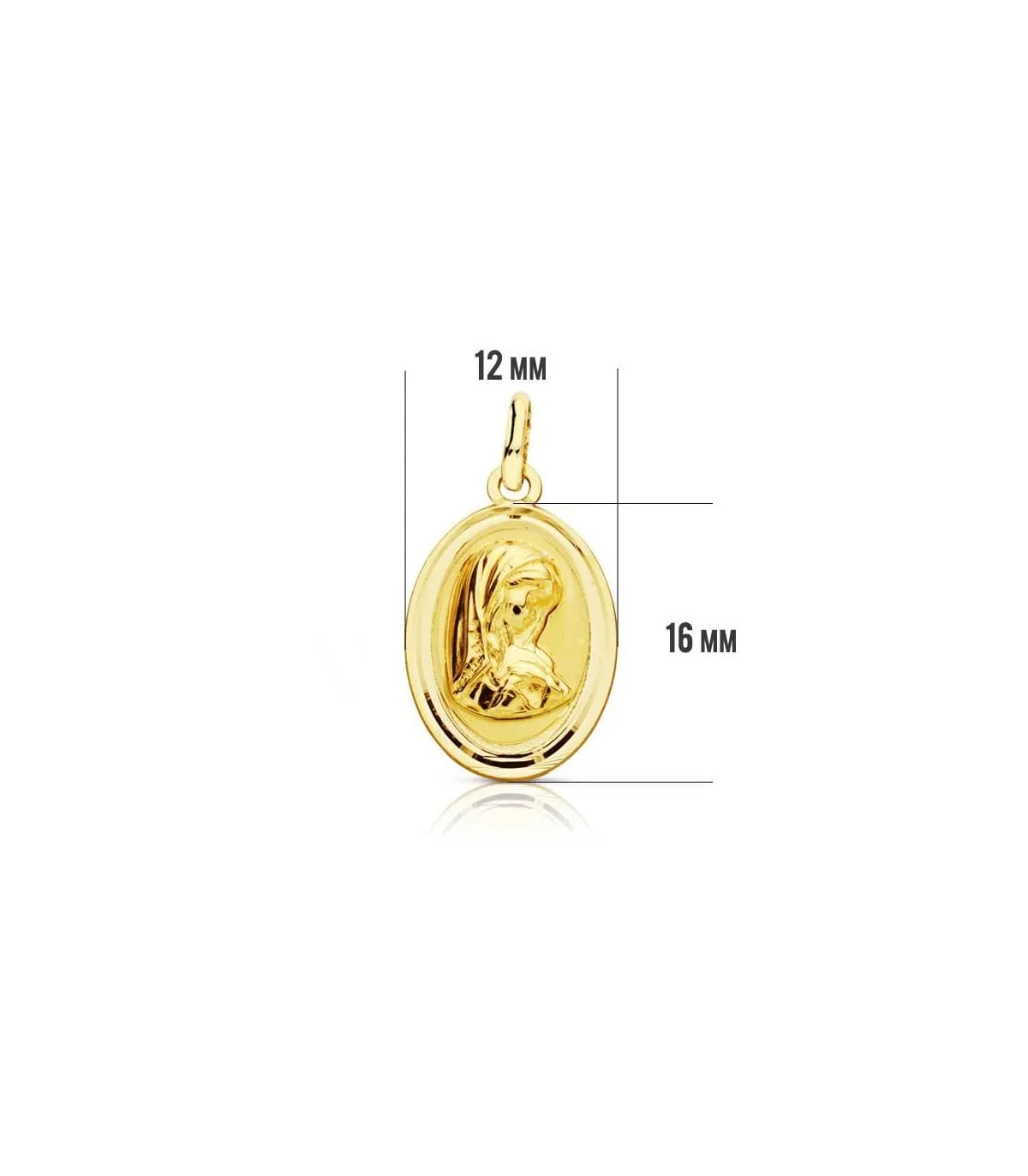 Pendentif Ovale Vierge baptême 18K
