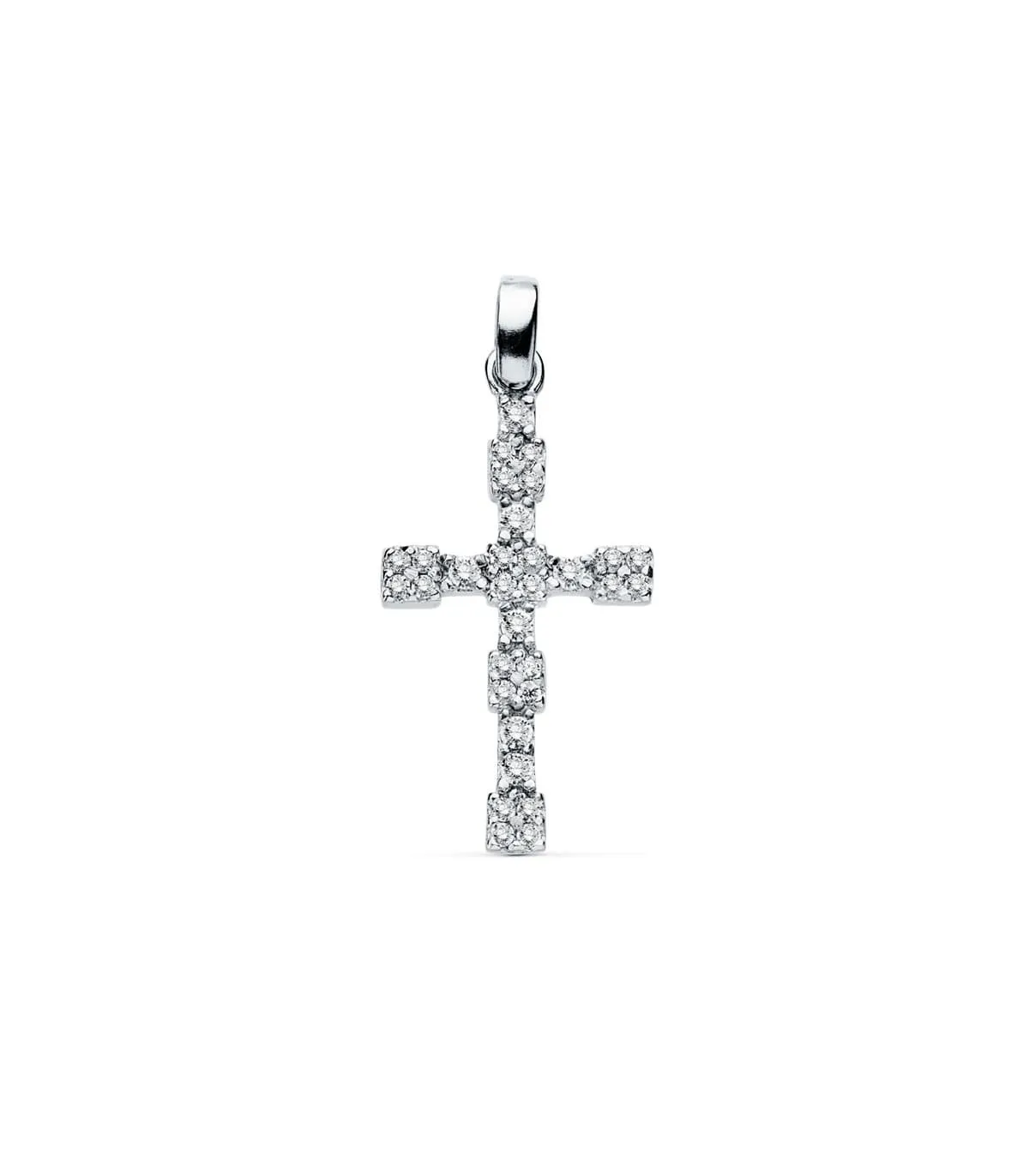 Pendentif pour femme or blanc 18k Croix Gemmes IV