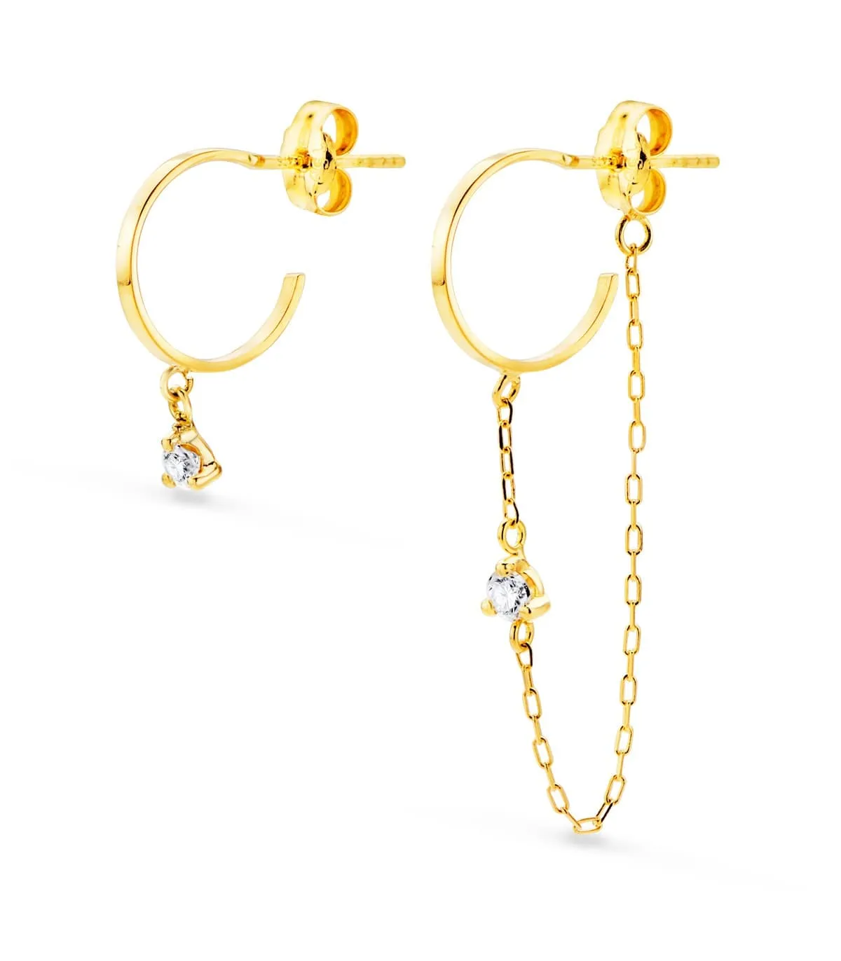 Pendientes Aro Cadena Oro 18K