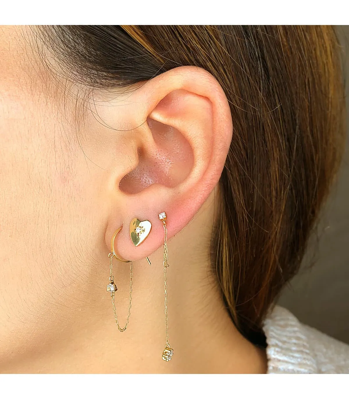 Pendientes Cadenita Oro Amarillo 18K