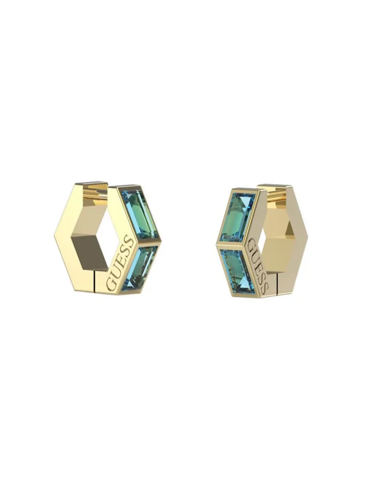 Pendientes Guess Mujer Huggie Me Acero Dorado Azules