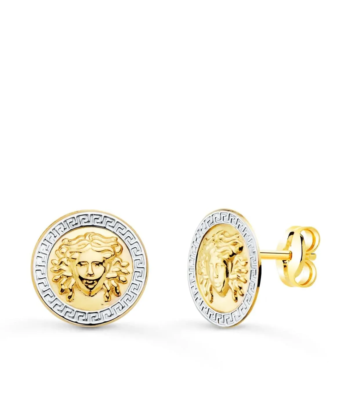 Pendientes Medusa Oro Bicolor 18K