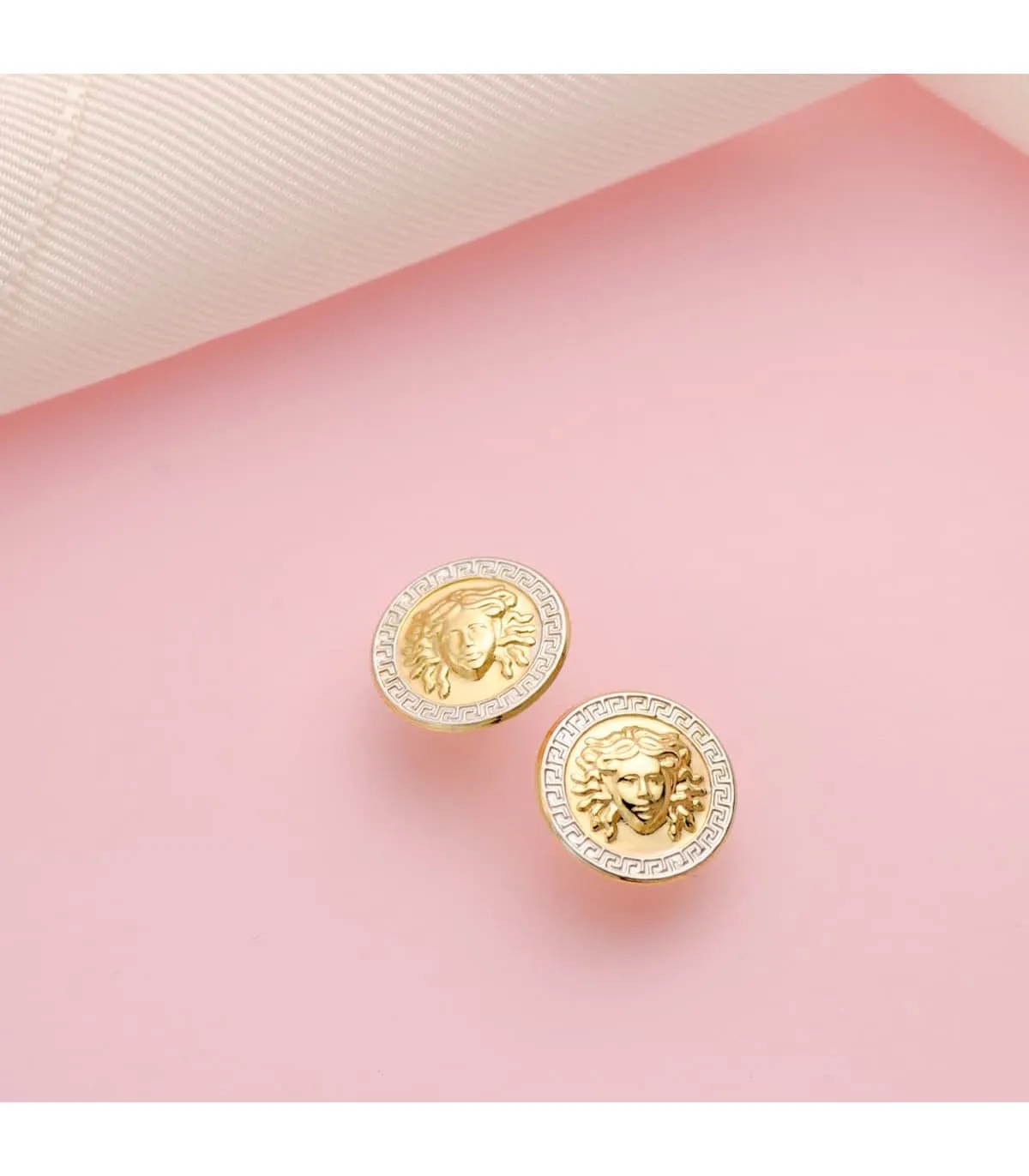 Pendientes Medusa Oro Bicolor 18K