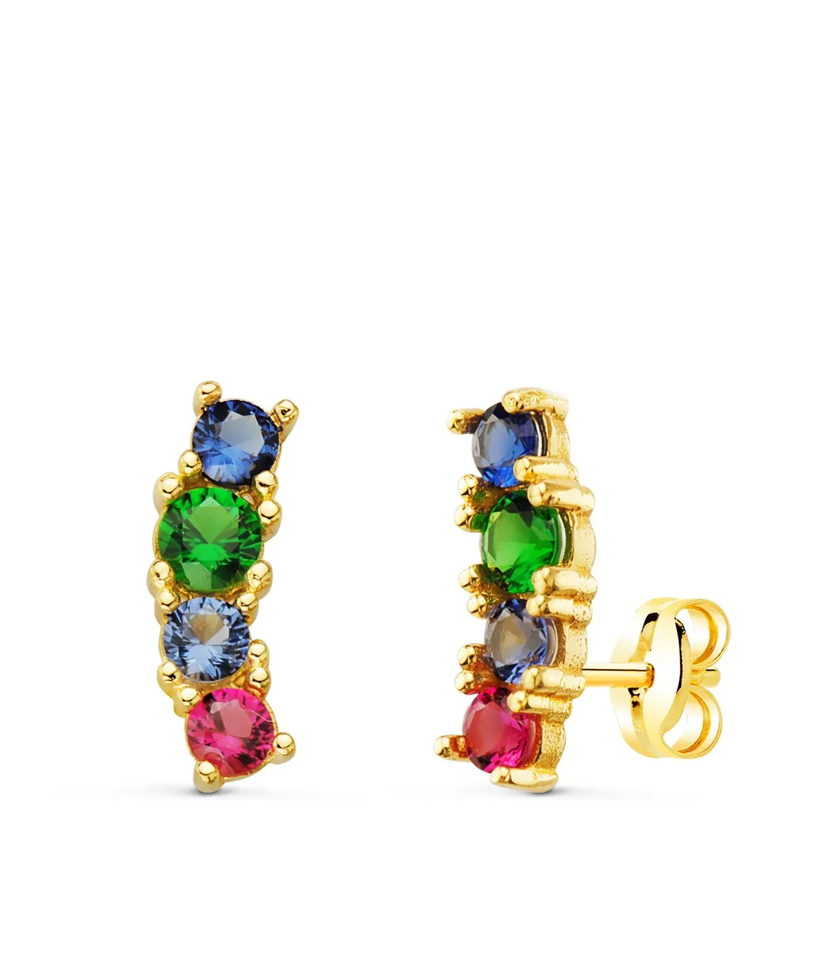 Pendientes Multicolor Oro Amarillo 18K