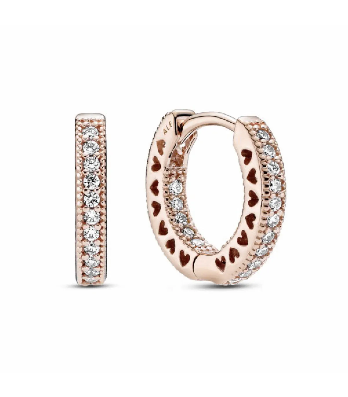 PENDIENTES PANDORA ROSE ARO PEQUEñO CORAZONES PAVé  286317C01