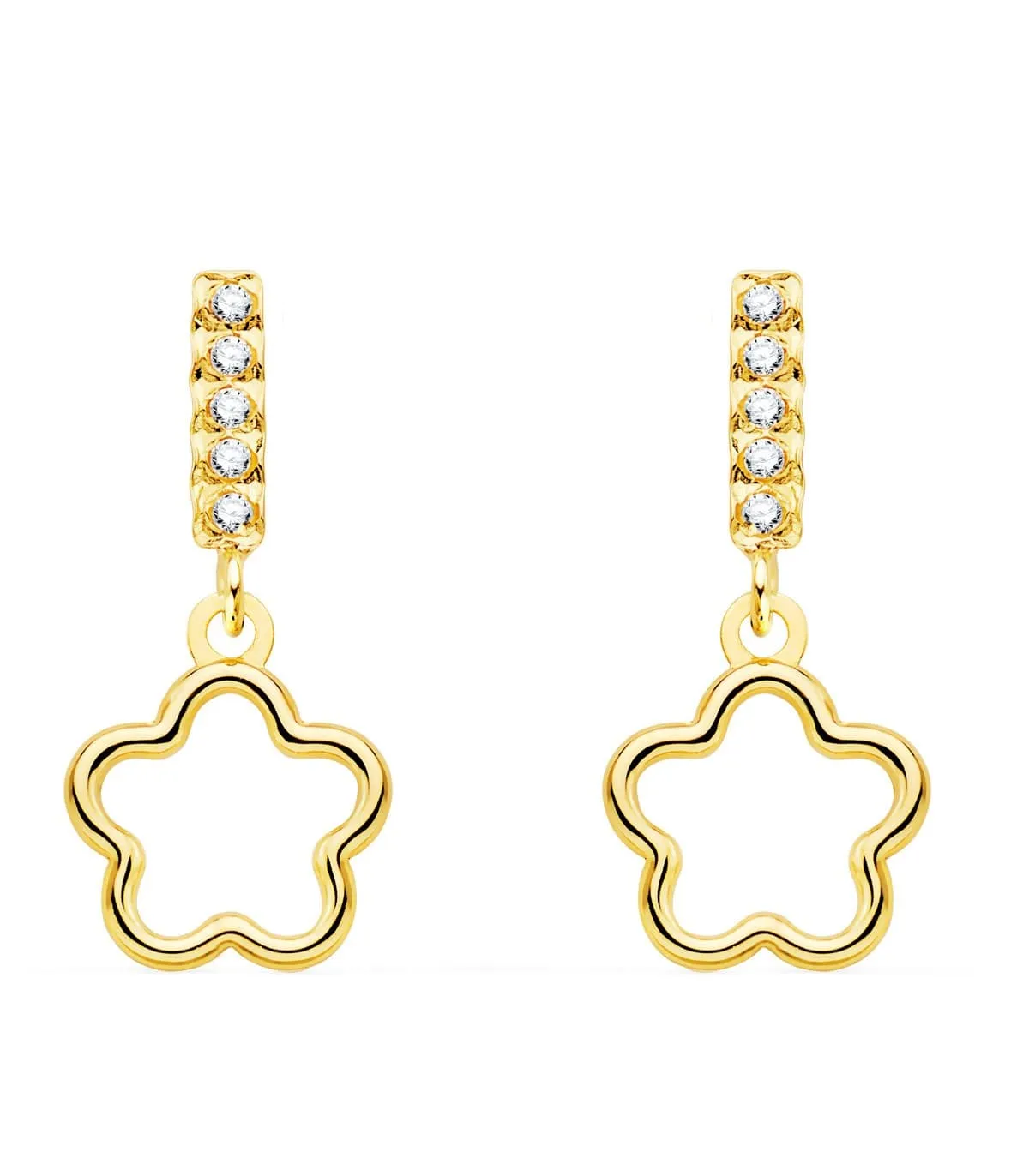 Pendientes Suli Oro Amarillo 18K Flor