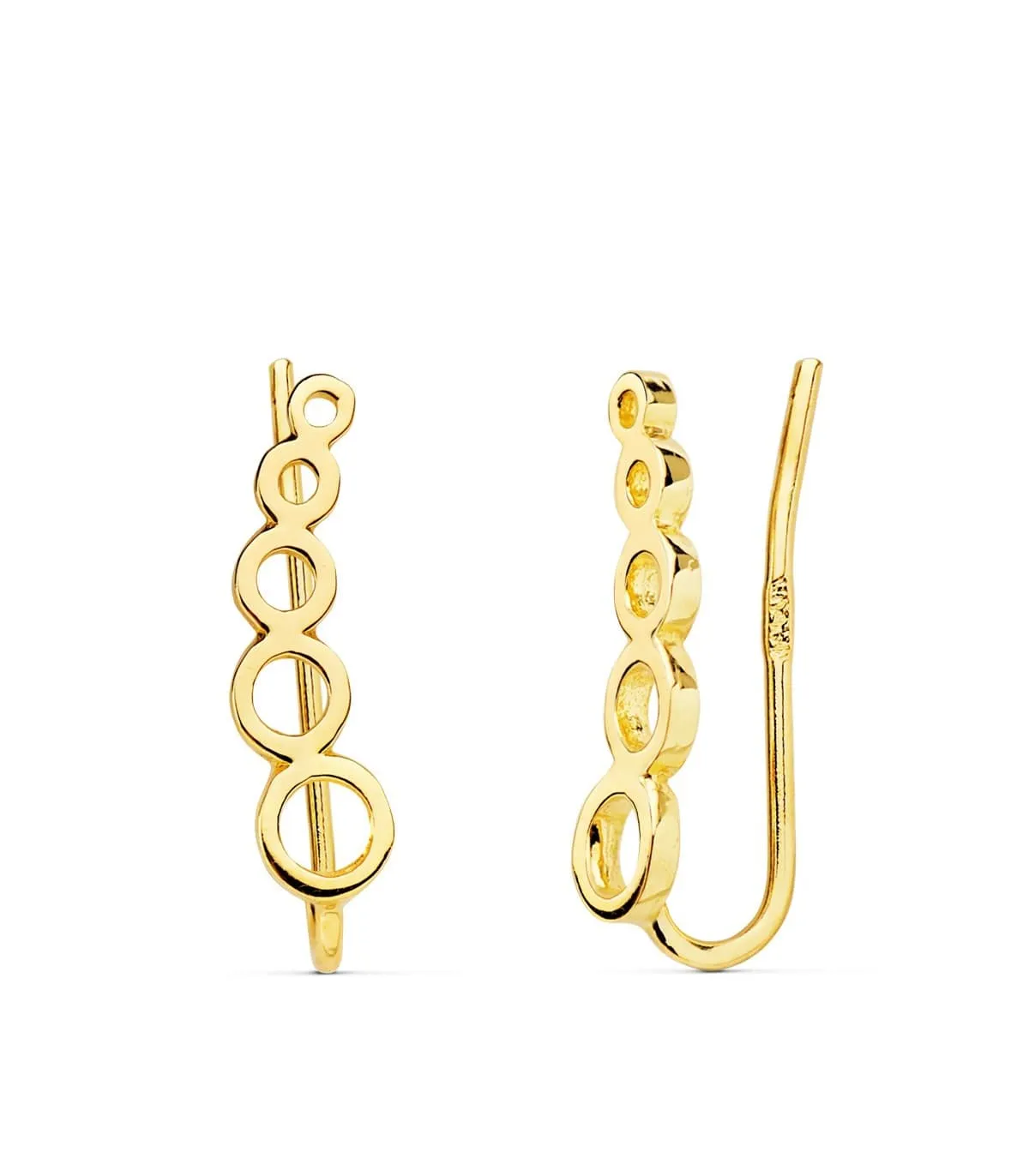 Pendientes Trepadores Círculos Oro 18K