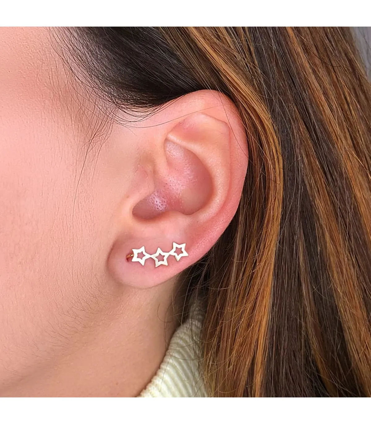 Pendientes Trepadores Estrellas Oro 18K