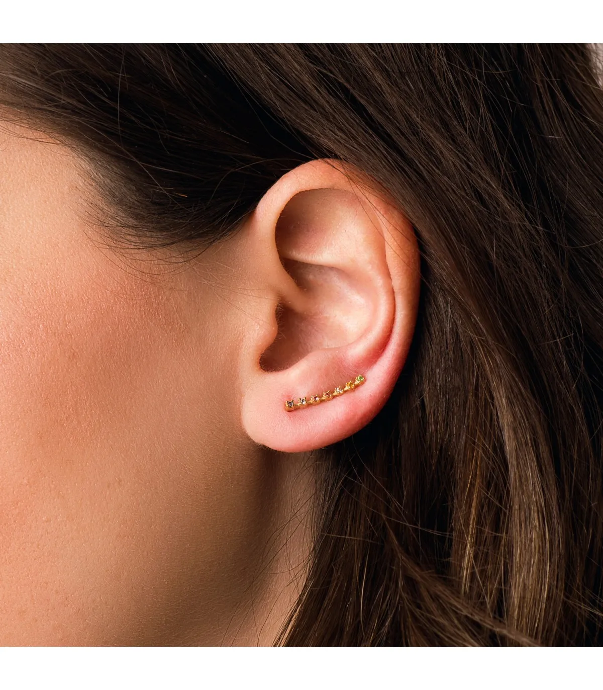 Pendientes Trepadores Oro 18K Arcoiris