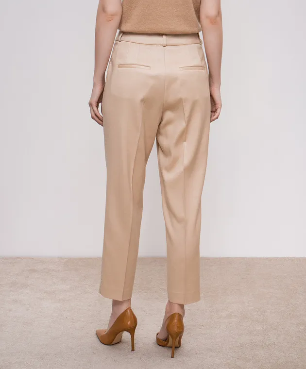 Peserico Beige pants with wool with monil chain