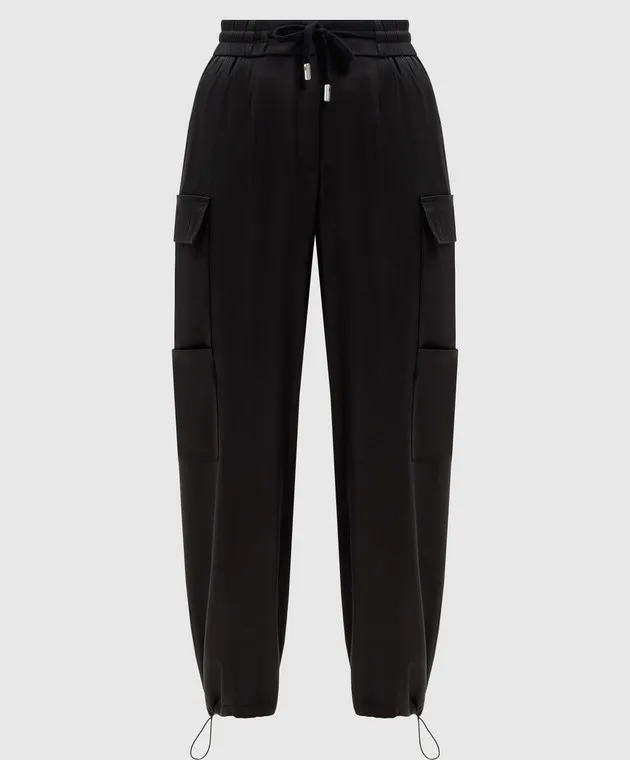 Peserico Black cargo pants with wool