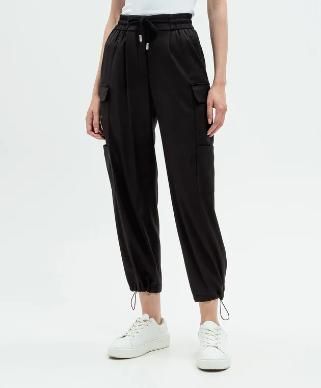Peserico Black cargo pants with wool
