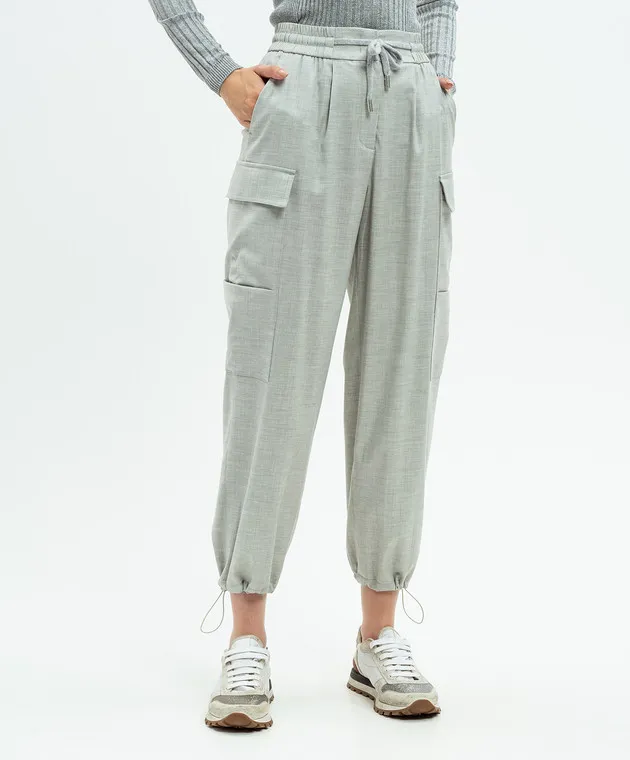 Peserico Gray cargo pants with wool