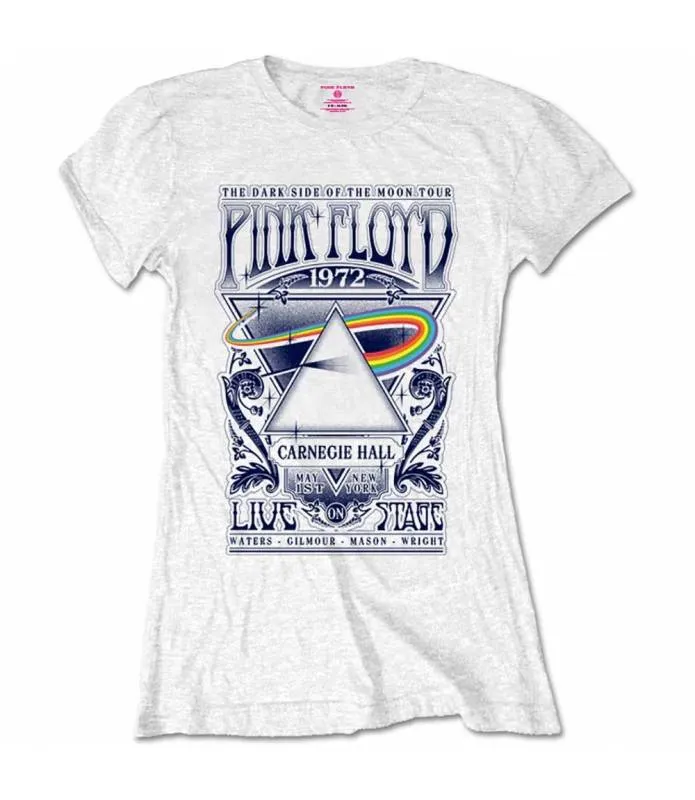 PINK FLOYD Carnegie Hall Poster Camiseta Chica Blanca Licencia Oficial RockOff