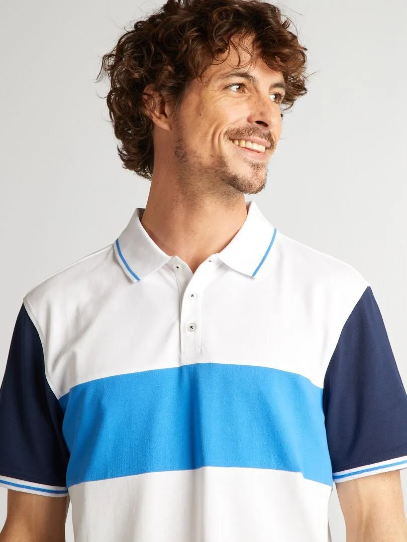 POLO COLORBLOCK DE PIQUé DE ALGODóN  AZUL