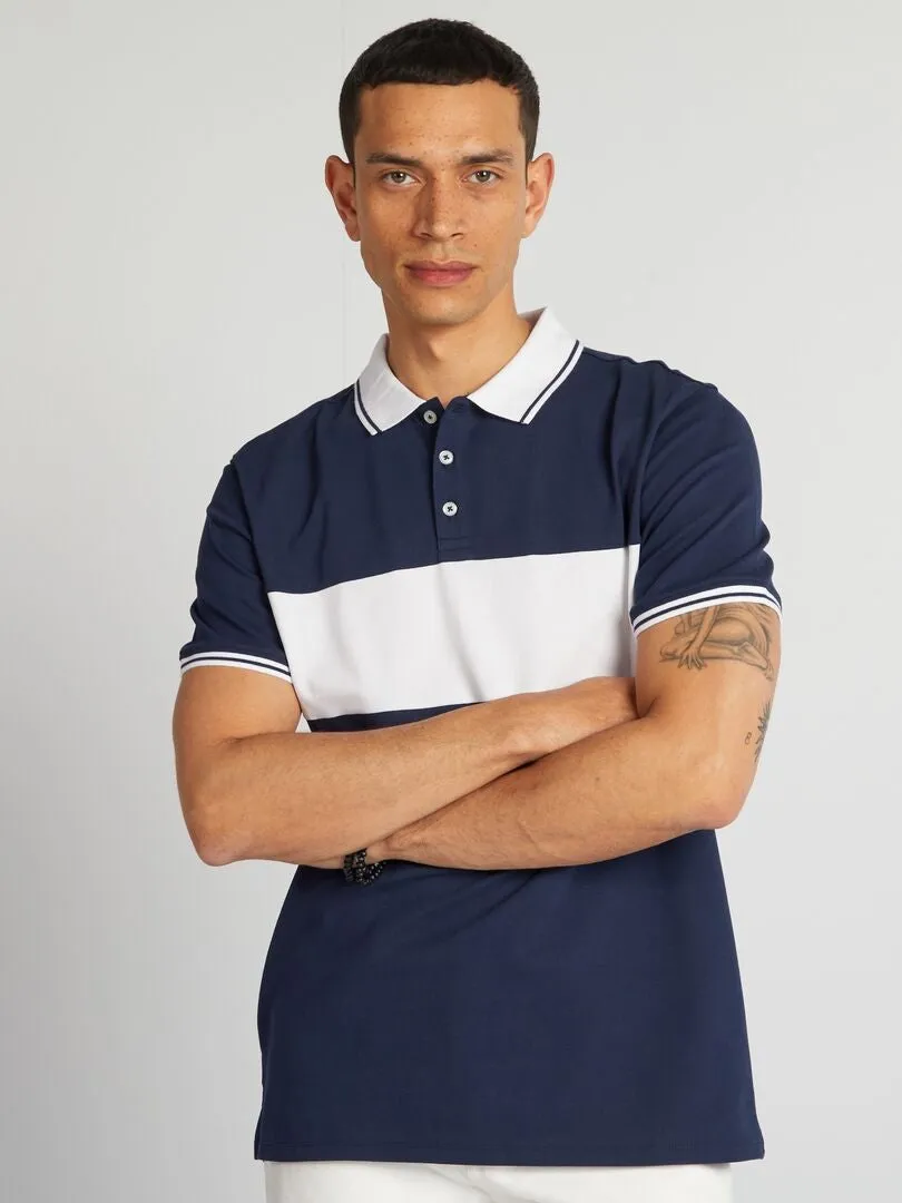POLO COLORBLOCK DE PIQUé DE ALGODóN  NEGRO