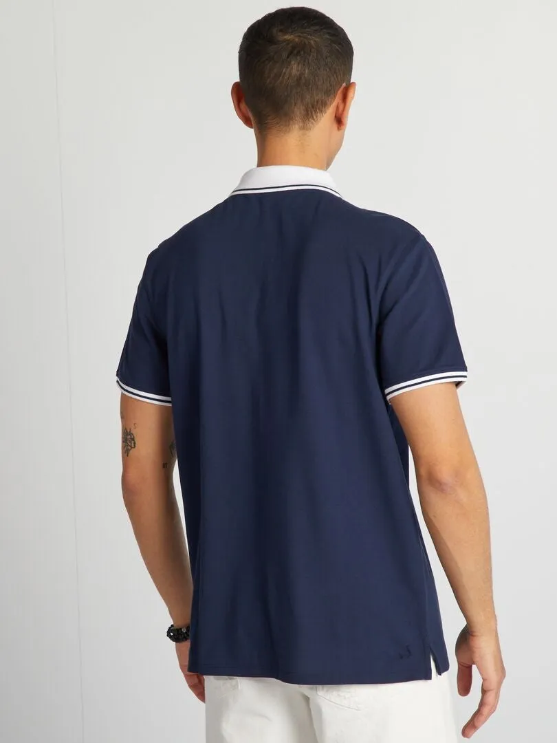 POLO COLORBLOCK DE PIQUé DE ALGODóN  NEGRO