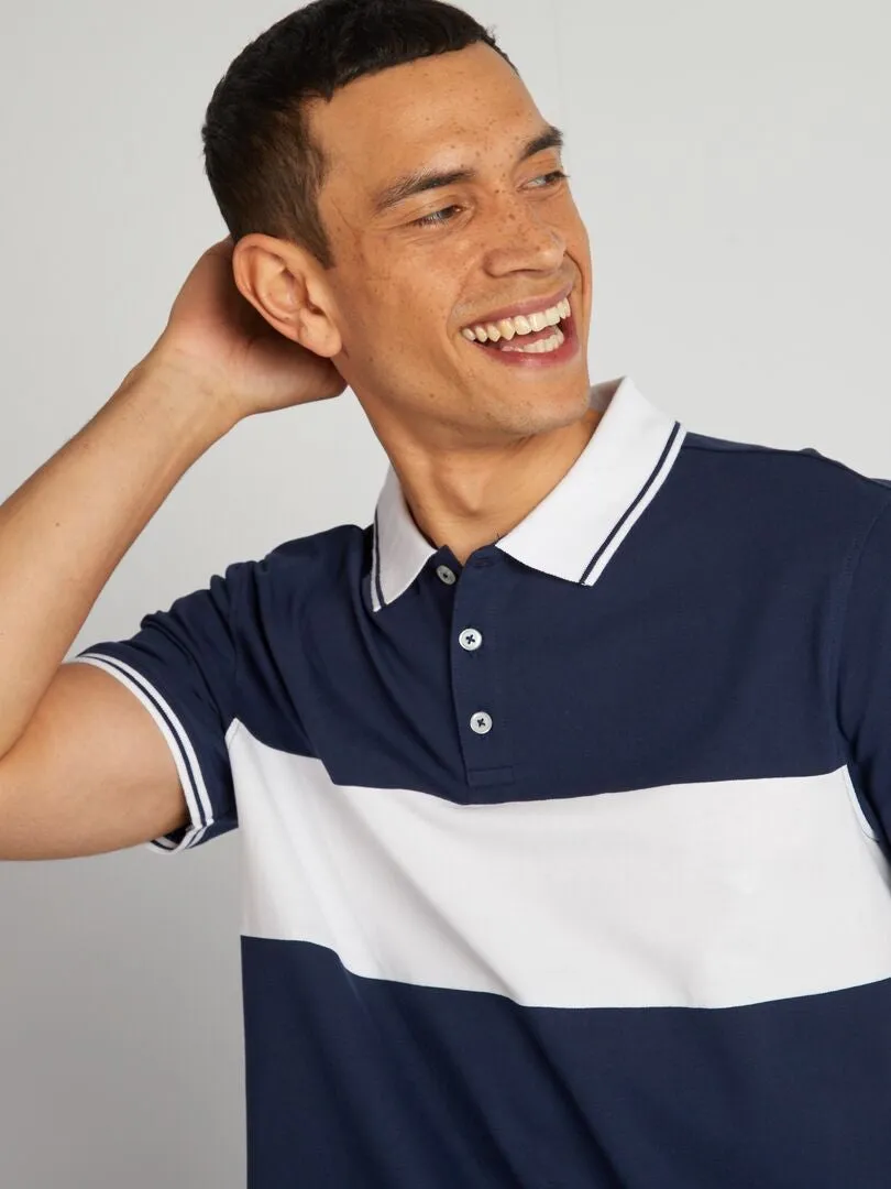 POLO COLORBLOCK DE PIQUé DE ALGODóN  NEGRO