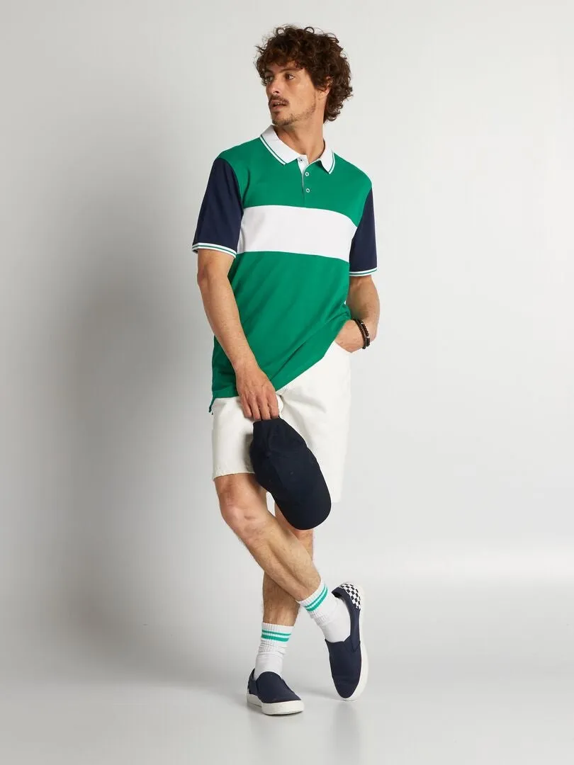POLO COLORBLOCK DE PIQUé DE ALGODóN  VERDE
