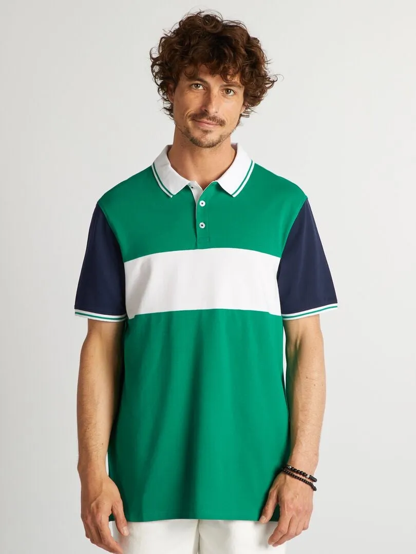 POLO COLORBLOCK DE PIQUé DE ALGODóN  VERDE