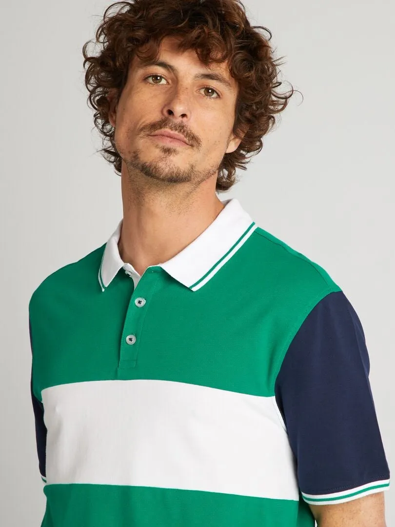 POLO COLORBLOCK DE PIQUé DE ALGODóN  VERDE